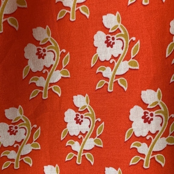 J. Crew Classic Floral Block Ruffle V Neck Orange Summer Top Size Small - Picture 7 of 16